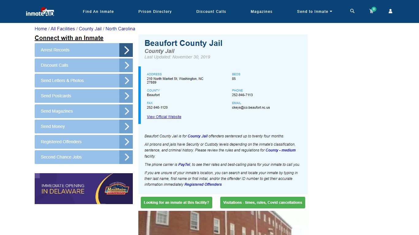 Beaufort County Jail - Inmate Locator - Washington, NC